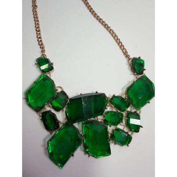 3 kelly green statement bib flower floral bling enamel necklaces banana republic - Picture 6 of 13